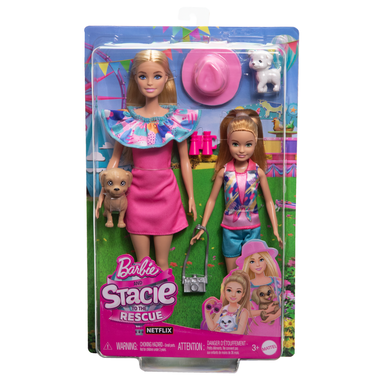 Barbie-Coffret Poup¨¦es Stacie et Barbie Avec 2Chiots et Accessoires