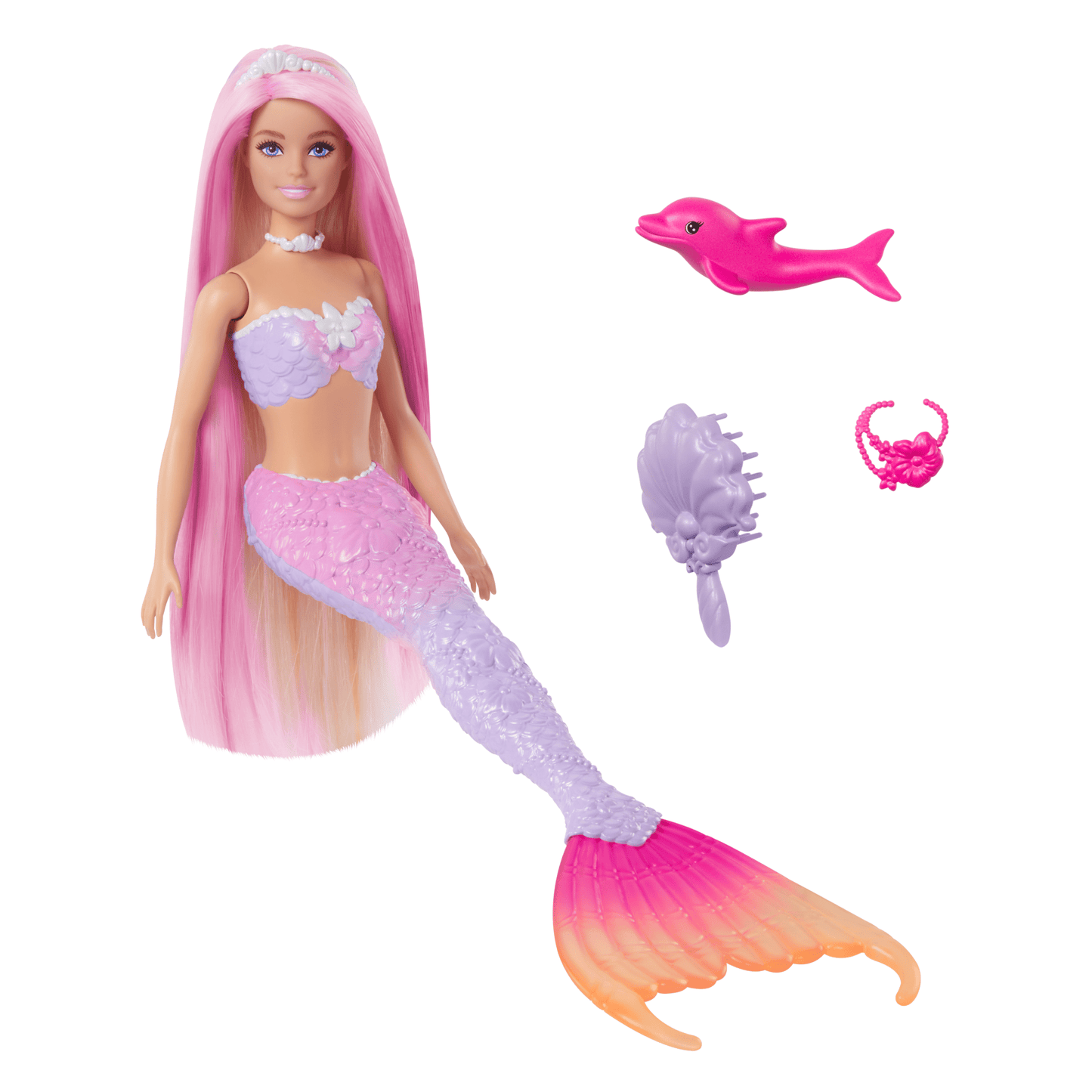 Barbie ¡°Malibu¡± Mermaid Doll With Color Change Feature, Pet Dolphin And Accessories