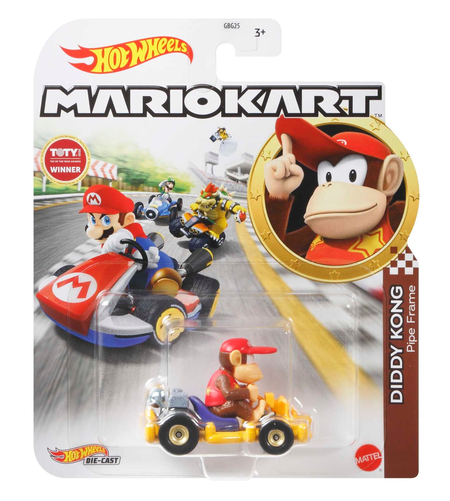 Hot Wheels Mario Kart Ve¨ªculo de Brinquedo Diddy Kong Pipe Frame