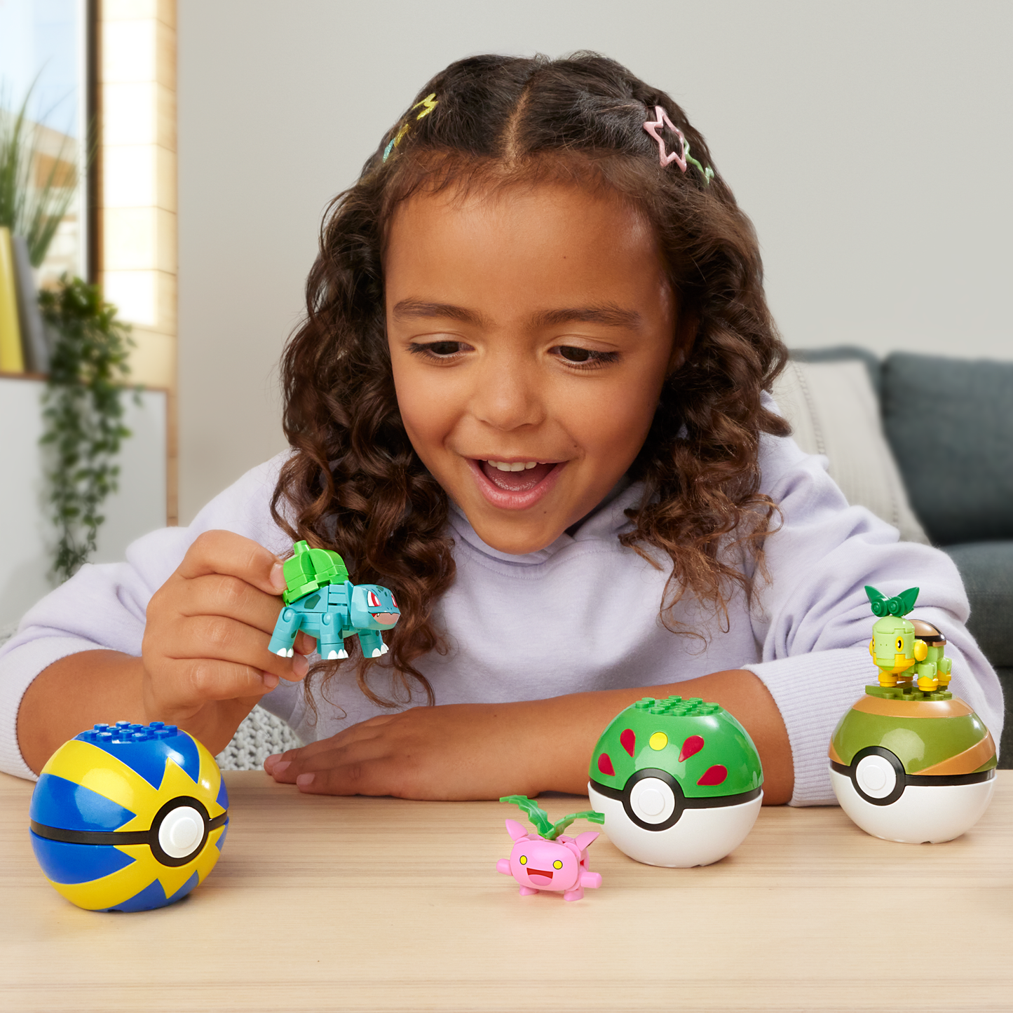 MEGA Pok¨¦mon Grass-Type Trainer Team Building Toy Kit, 4 Action Figures (118 Pieces) For Kids
