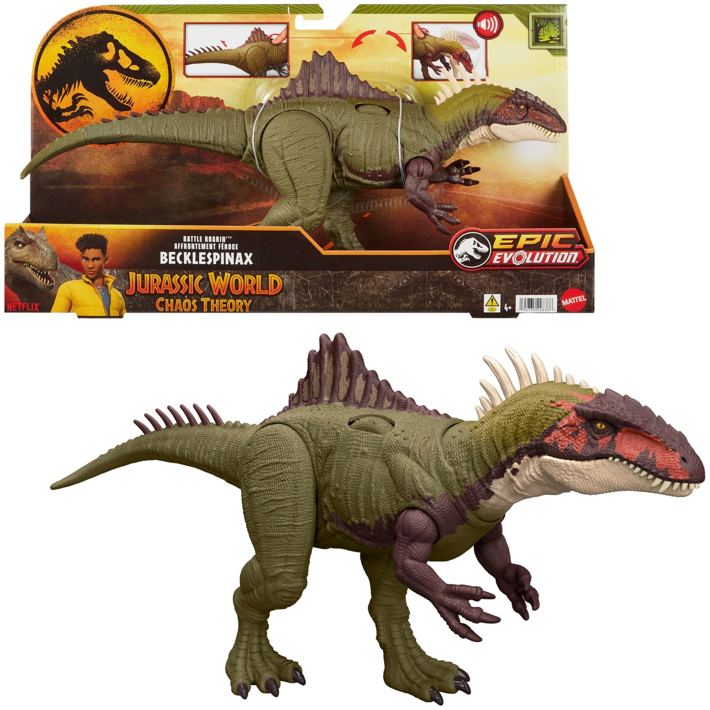 Jurassic World Battle Roarin¡¯ Becklespinax Dinosaur Action Figure Toy, Rampage Strike