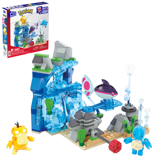 MEGA Pok¨¦mon Aquatic Adventure Building Toy Kit, With 3 Action Figures (319 Pieces) For Kids