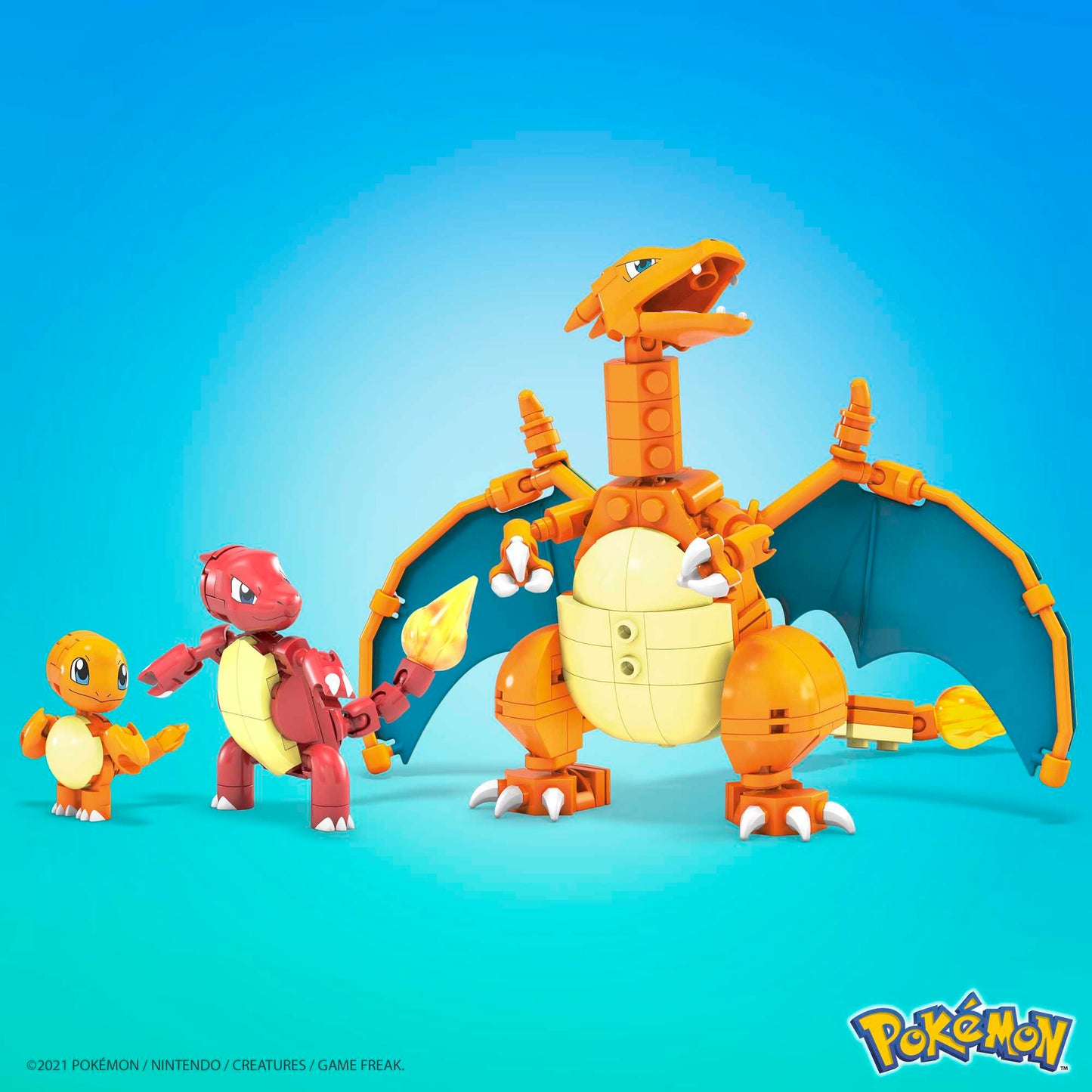 MEGA Pok¨¦mon Building Toy Kit Charmander Set With 3 Action Figures (313 Pieces) For Kids