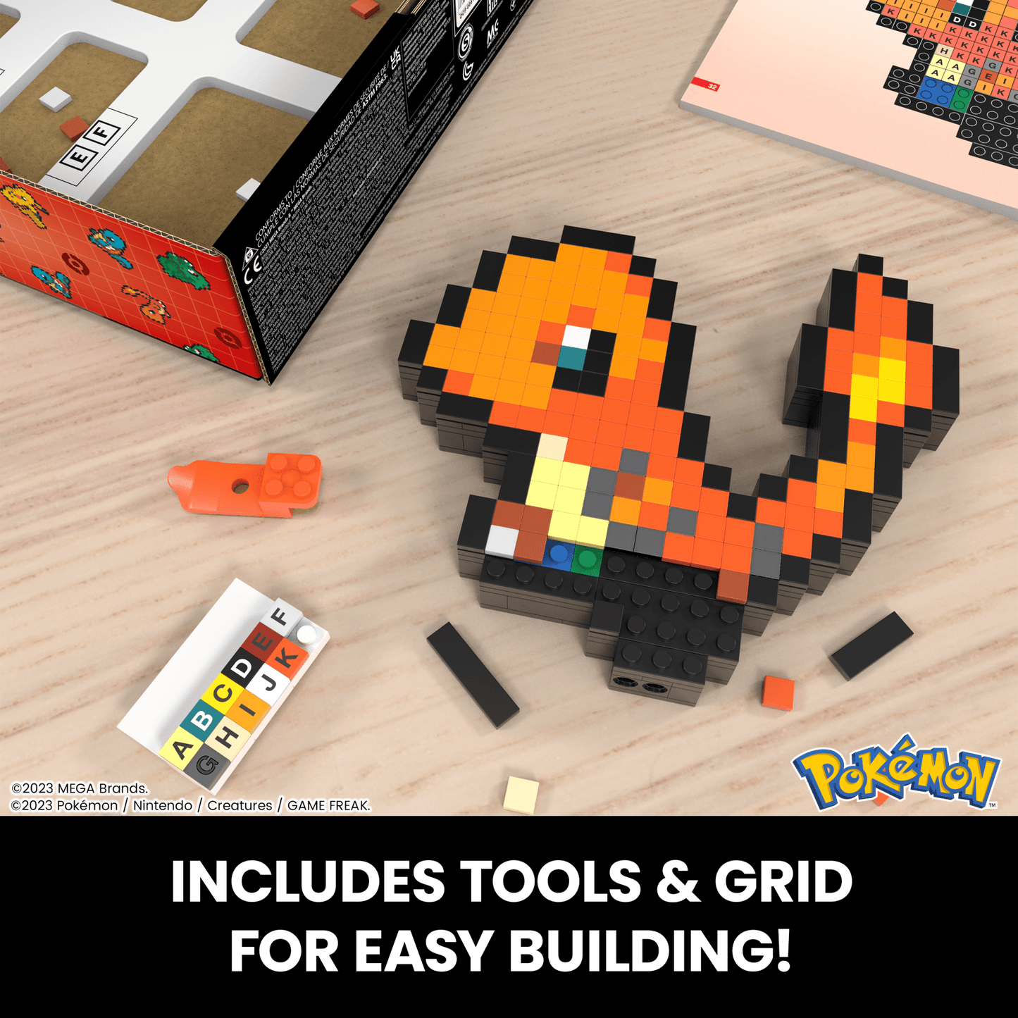 MEGA Pok¨¦mon Charmander Building Toy Kit (349 Pieces) Retro Set For Collectors