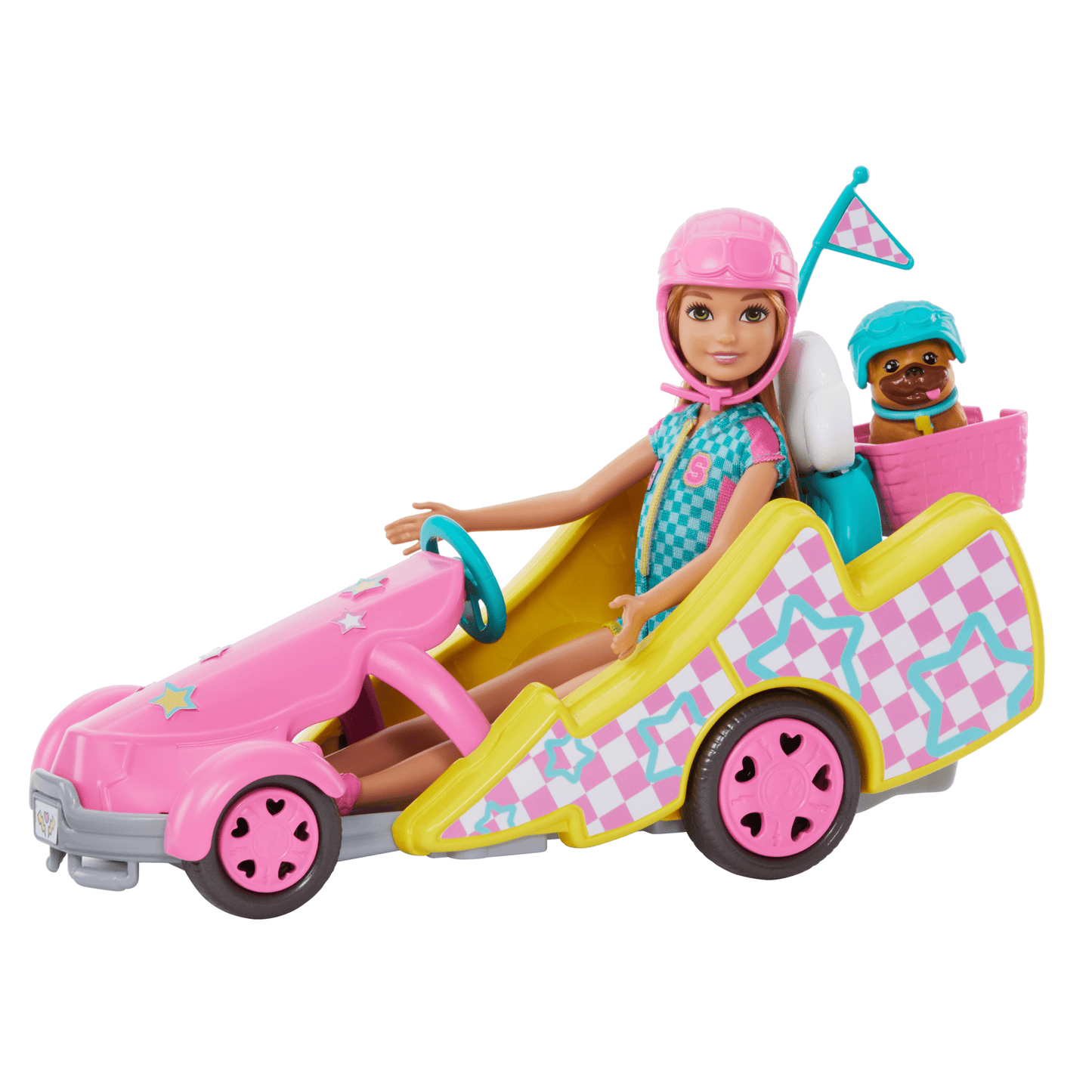 Barbie-Poup¨¦e Stacie Karting, Avec Kart, Chien et Accessoires