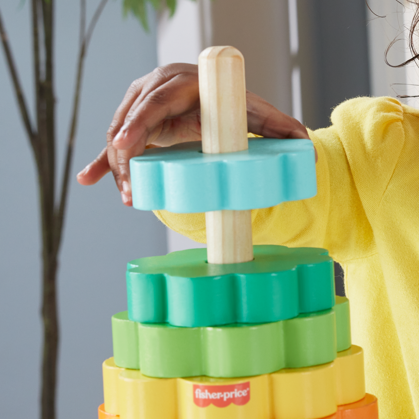 Fisher-Price Empileur D¡¯Anneaux en Bois, Triage, 10 ¨¦l¨¦ments