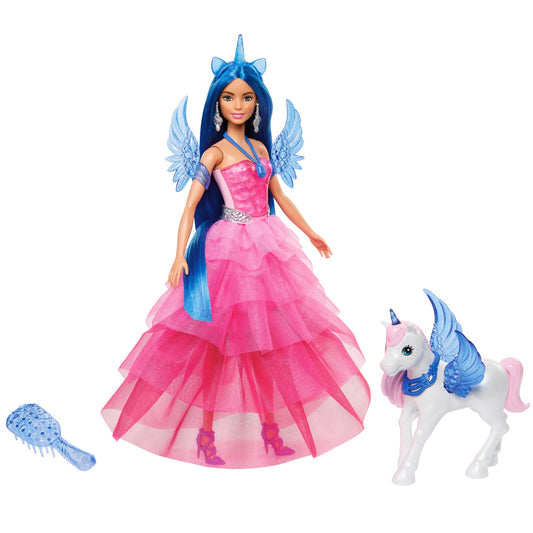 Barbie  65Anniversaire  Poup¨¦e et Animal  Licorne Ail¨¦e, Ch. Bleus