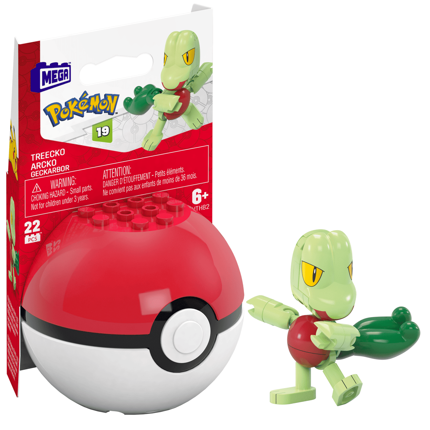 MEGA Pok¨¦mon Treecko Building Toy Kit, Poseable Action Figure (22 Pieces) For Kids